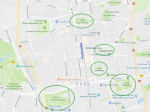 Mapa łódzkich parków